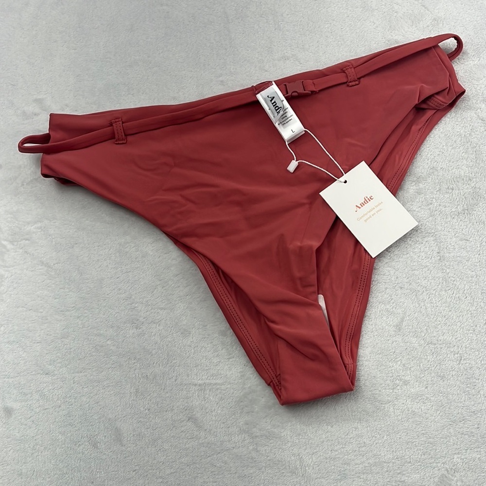 NEW Andie L‎ Pink Bikini Swimsuit The Riviera High Waisted Bottom PUNC